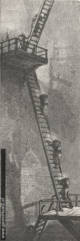 Subiendo de la mina con carbón (Simonin, 1869)