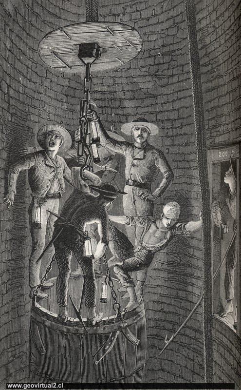 Mineros bajando el pique - Simonin 1859