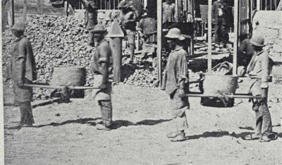 Trabajadores en la mina Descubridora, Chañarcillo
