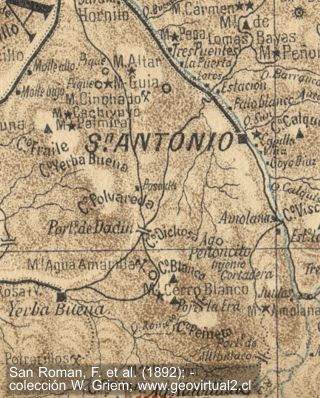 Mapa de cerro Blanco de san Ramón, 1892