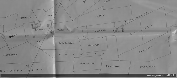 Carta de pertenencias mineras históricas de Lomas Bayas en la Región de Atacama - Chile