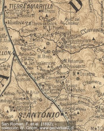 Lomas Bayas: Mapa de San Roman, 1892