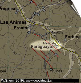 Mapa del sector mina La Paraguaya de Las Animas