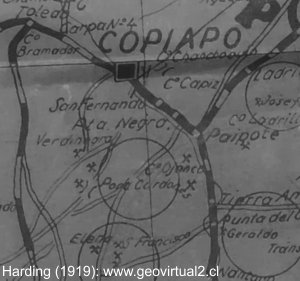 Mapa de Harding 1919: Sector Copiapó