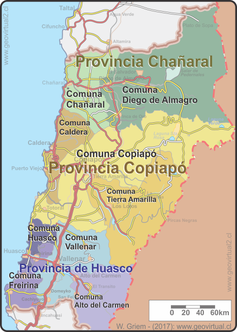 Atacama administrativo: Comunas y provincias