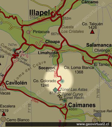 Mapa carretera: Socavon a Las Astas