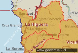 Mapa comuna La Higuera, Chile