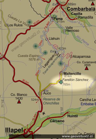 Mapa de farellón Sanchez, Chile