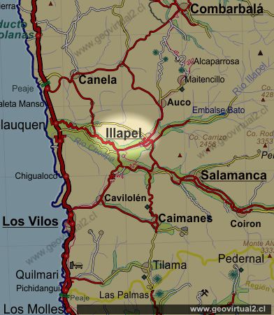 Mapa de Illapel, Región Coquimbo, Chile