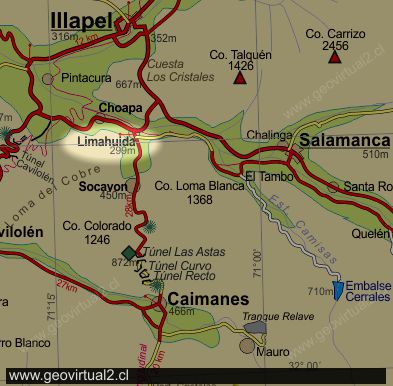 Mapa del sector Limahuida, Chile