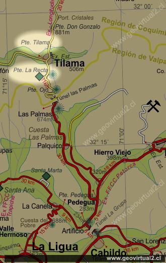 Mapa de carretera: Puente Tilama y Puente La Recta