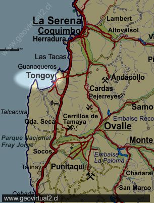 Mapa de Tongoy, Chile
